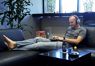 software developer on couch