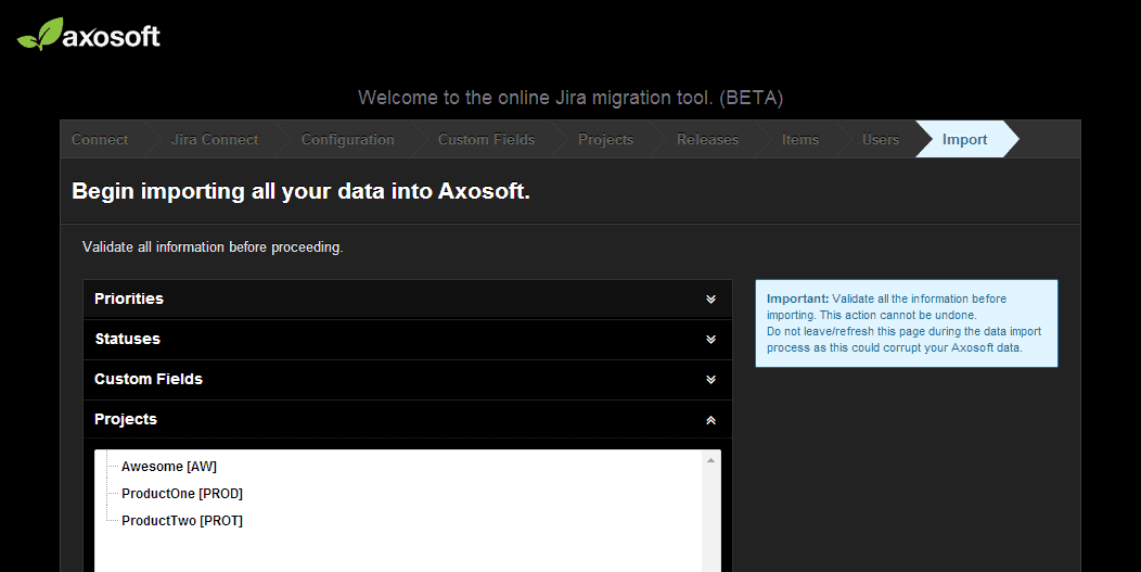 Jira to Axosoft Migration Tool