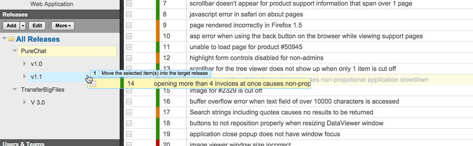 adding an item to a release
