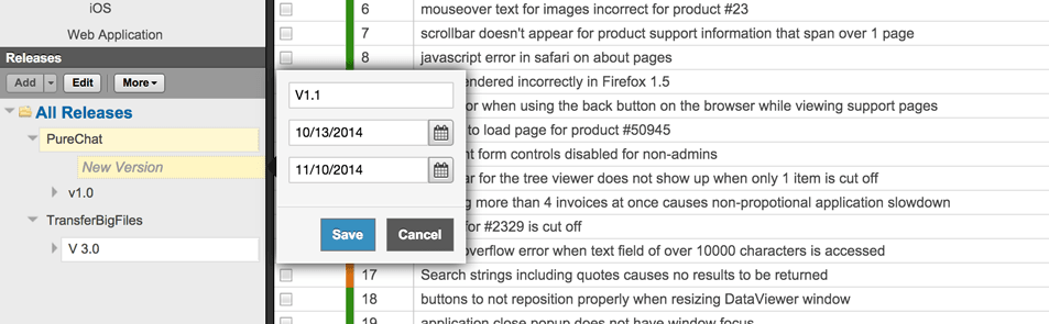creating a new release in Axosoft