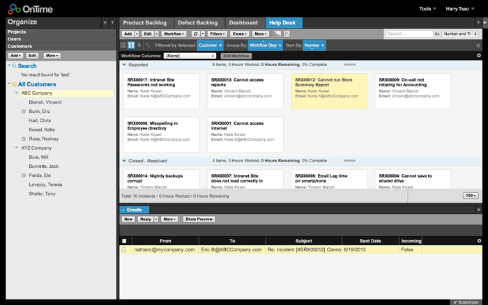 Axosoft help desk workspace