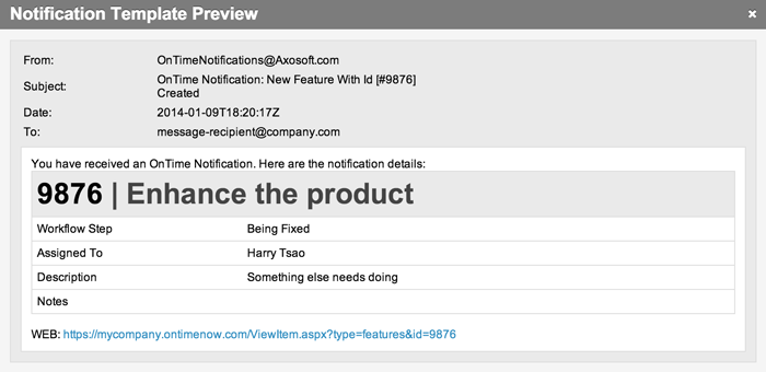 preview a notification email
