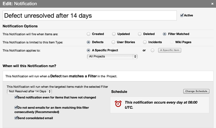 setting up a filter-based notification