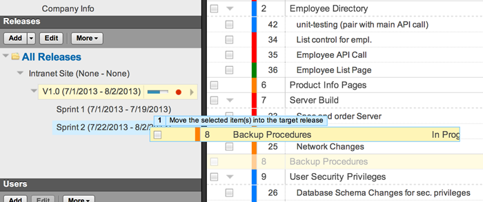 assigning items to sprint