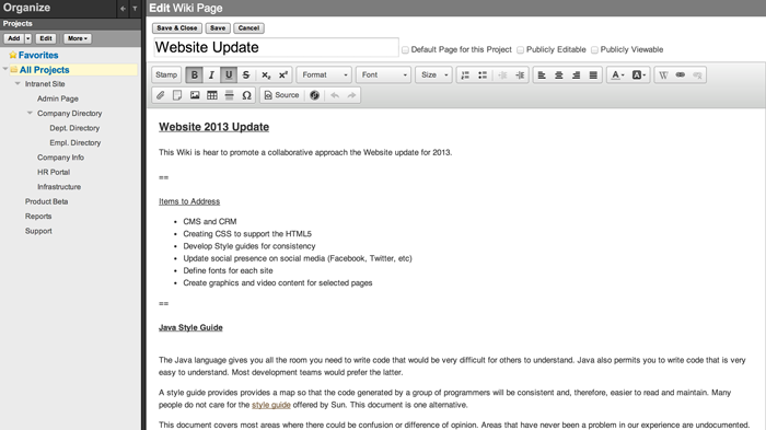 editing a wiki document