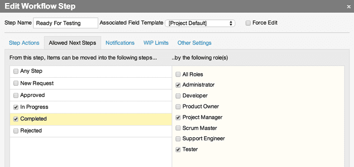 workflow step editor