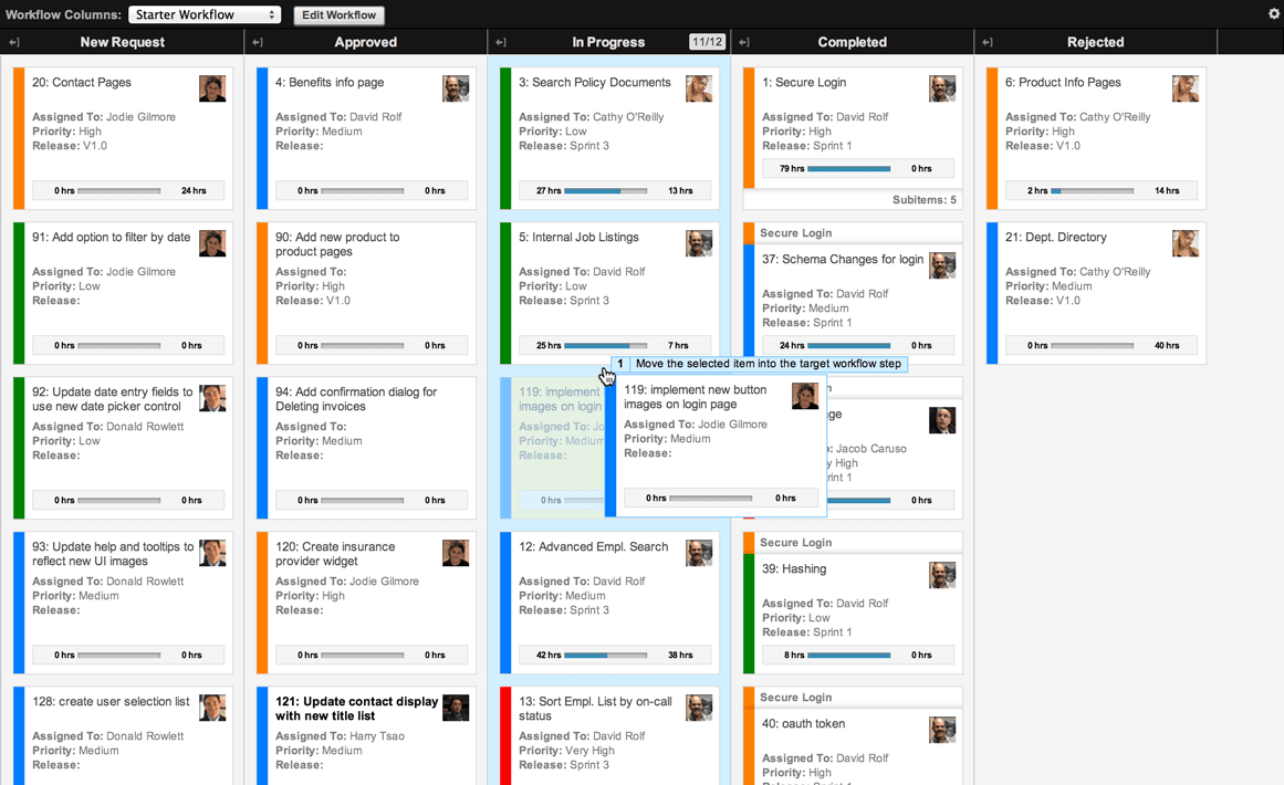 Axosoft card view kanban board