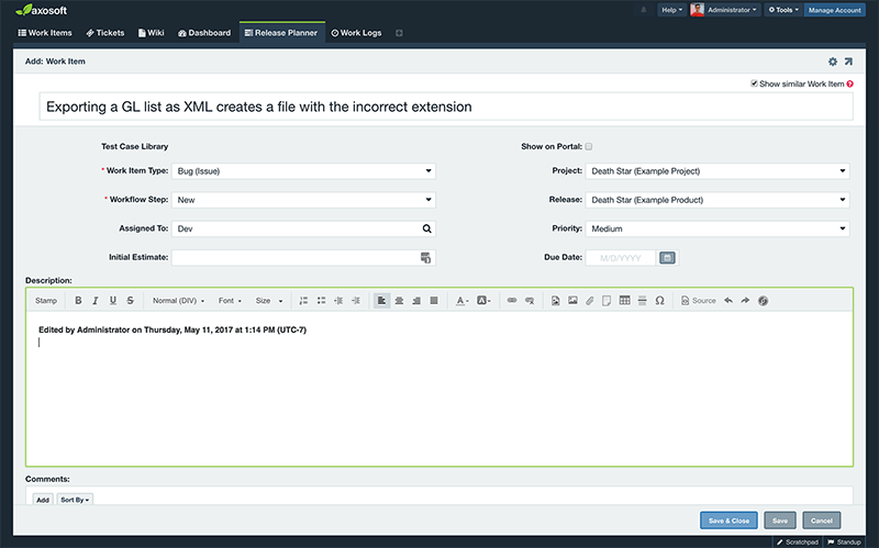 Examples of fields in a defect template